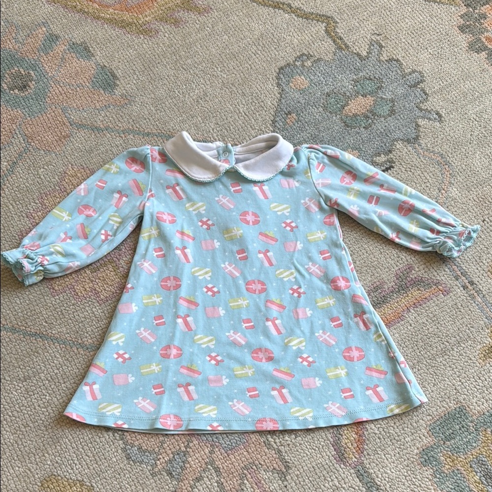 Pastel Patterned Christmas Peter Pan Collar The Oaks Size 24 months EUC